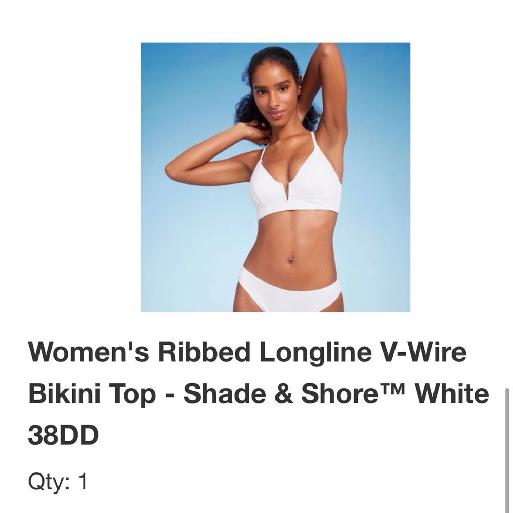 Shade & Shore White V-Wire Ribbed Bikini Top